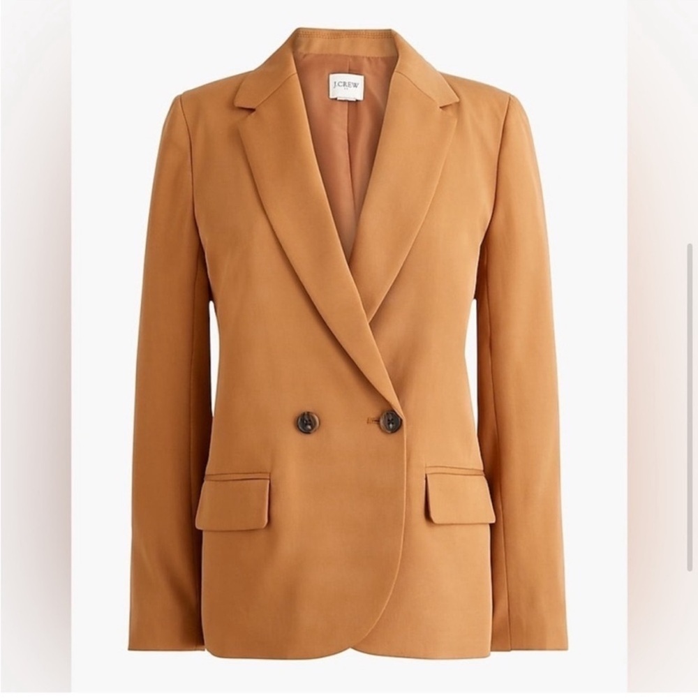 J Crew Drapey Twill Double Breasted Blazer Jacket Preppy Office Classic Size 14